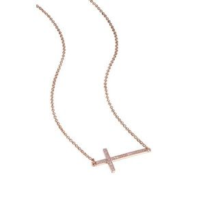 NEW “Elle" Rose Gold Plated Sterling Silver CZ Cross necklace.
